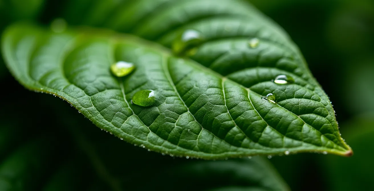 Gros plan sur différentes variétés de brèdes fraîches disposées artistiquement