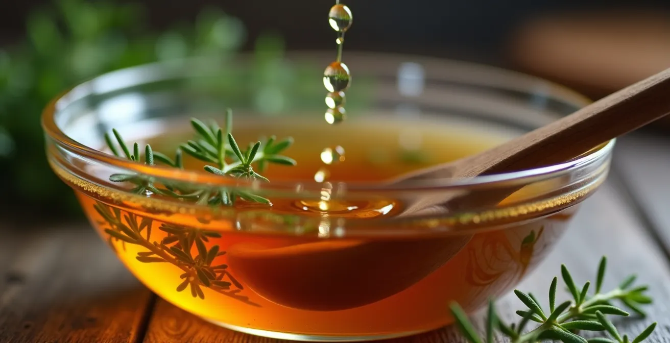 Main dosant précisément de la fumée liquide dans un bol de marinade